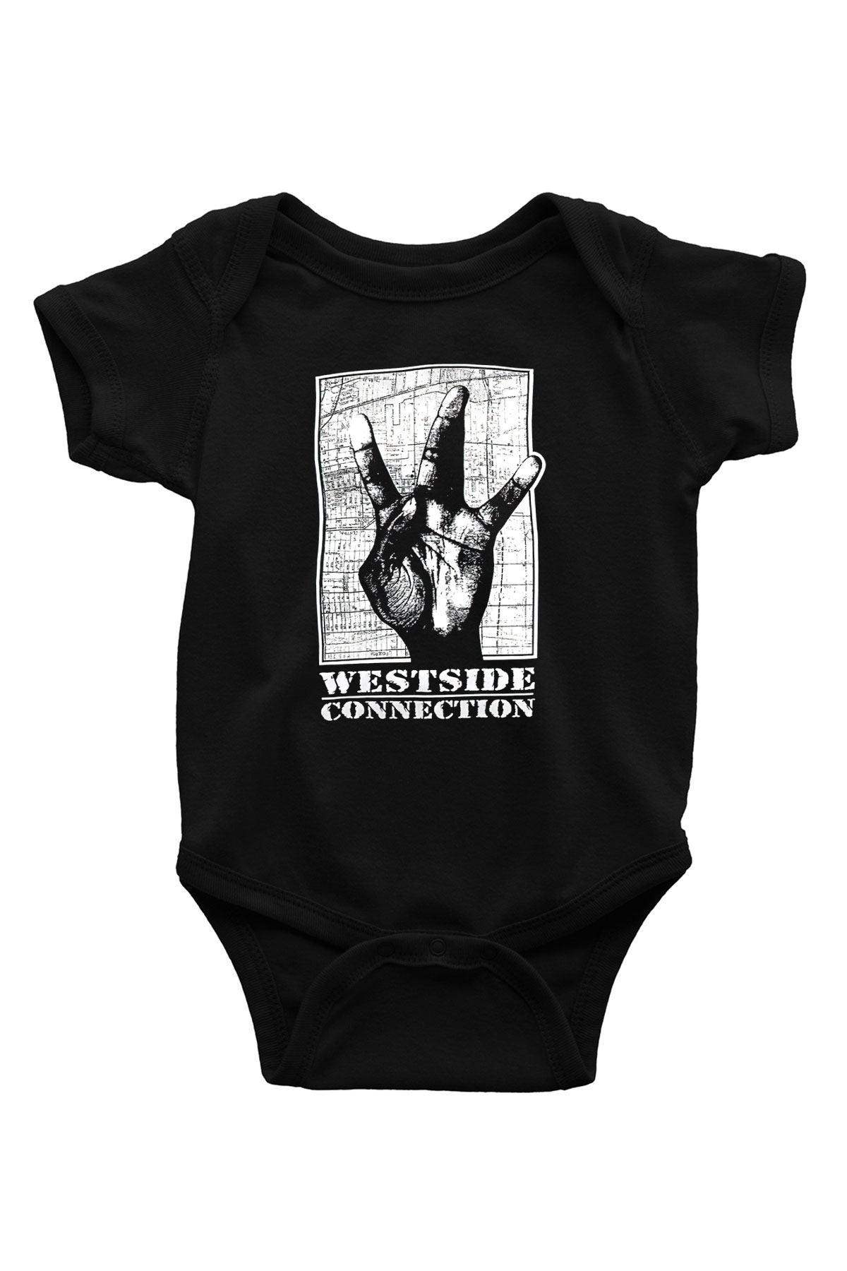 West Side Connection Baskılı Unisex Siyah Bebek Body - Zıbın