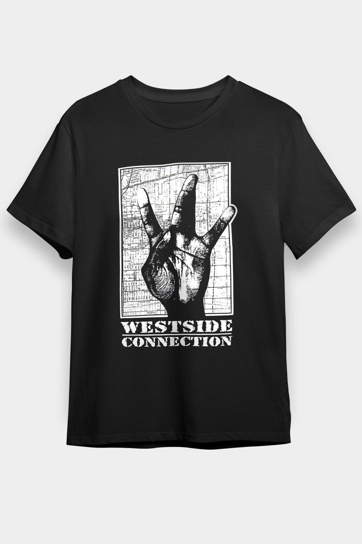 West Side Connection Baskılı Unisex Siyah Tişört - Tshirt