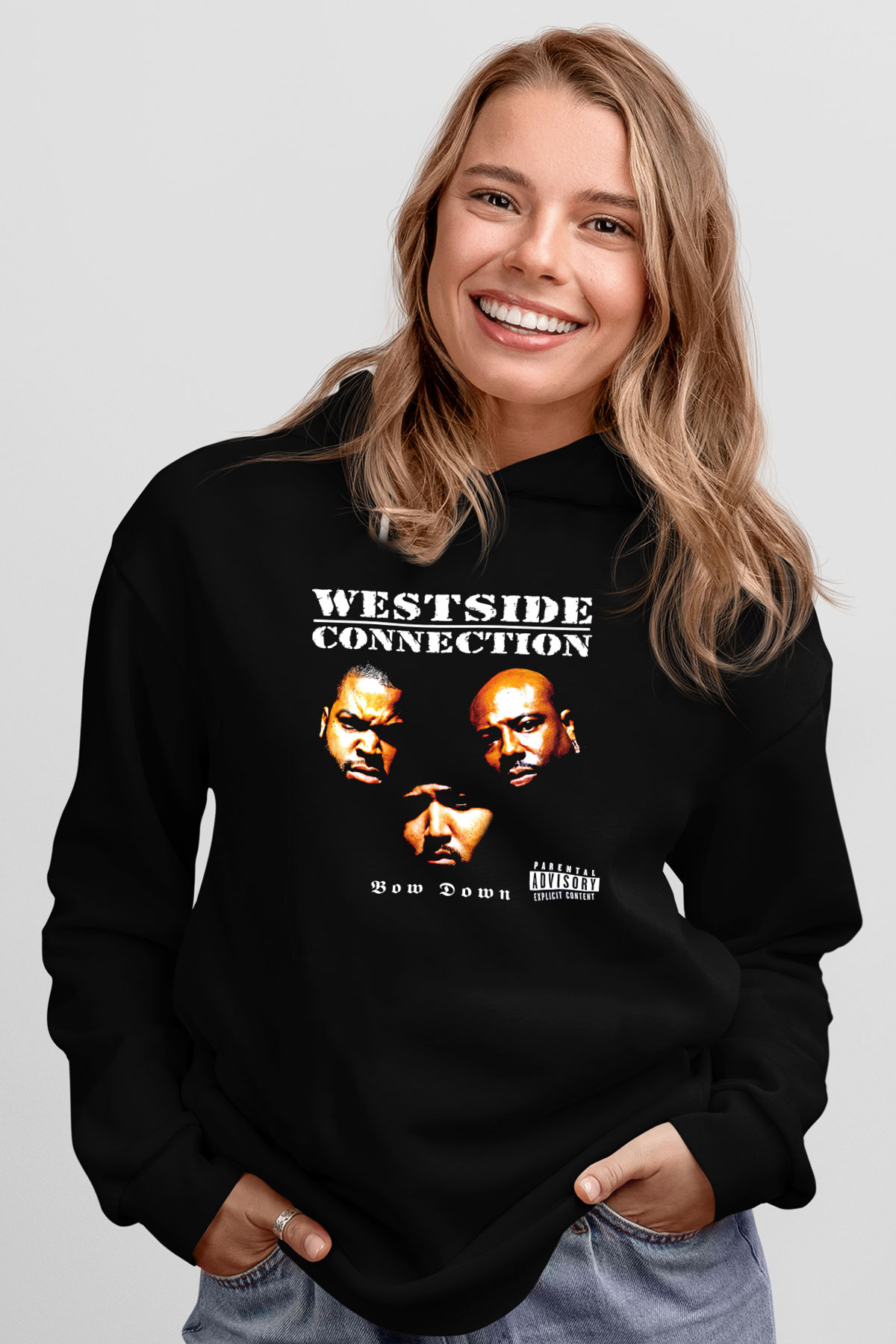 West Side Connection Baskılı Unisex Siyah Hoodie