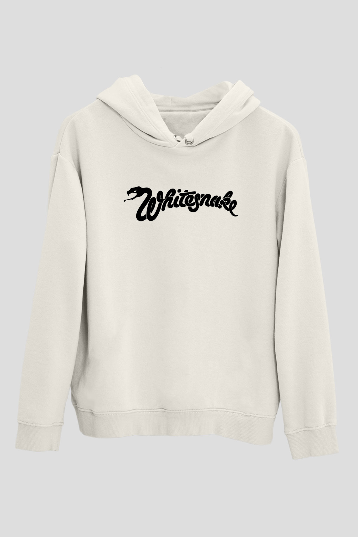 Whitesnake Baskılı Beyaz Unisex Kapüşonlu Sweatshirt