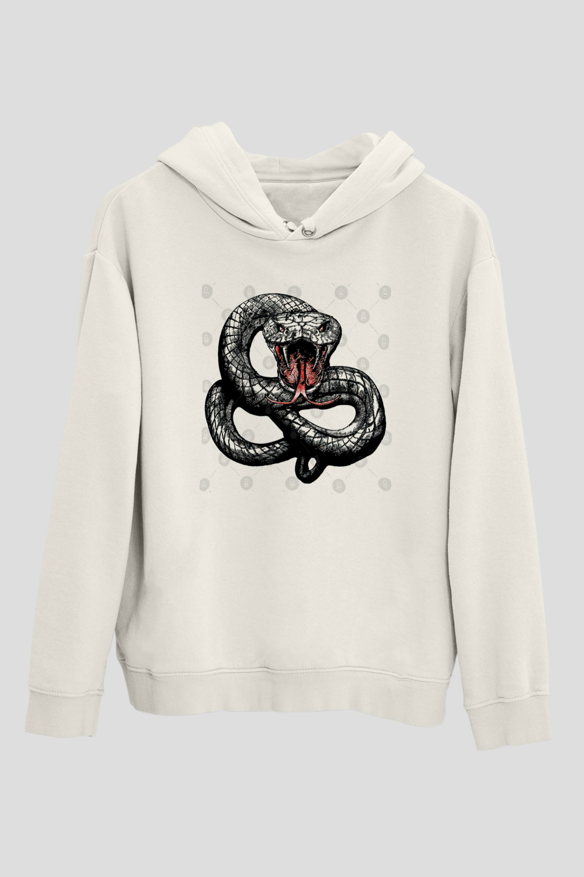 Whitesnake Baskılı Beyaz Unisex Kapüşonlu Sweatshirt