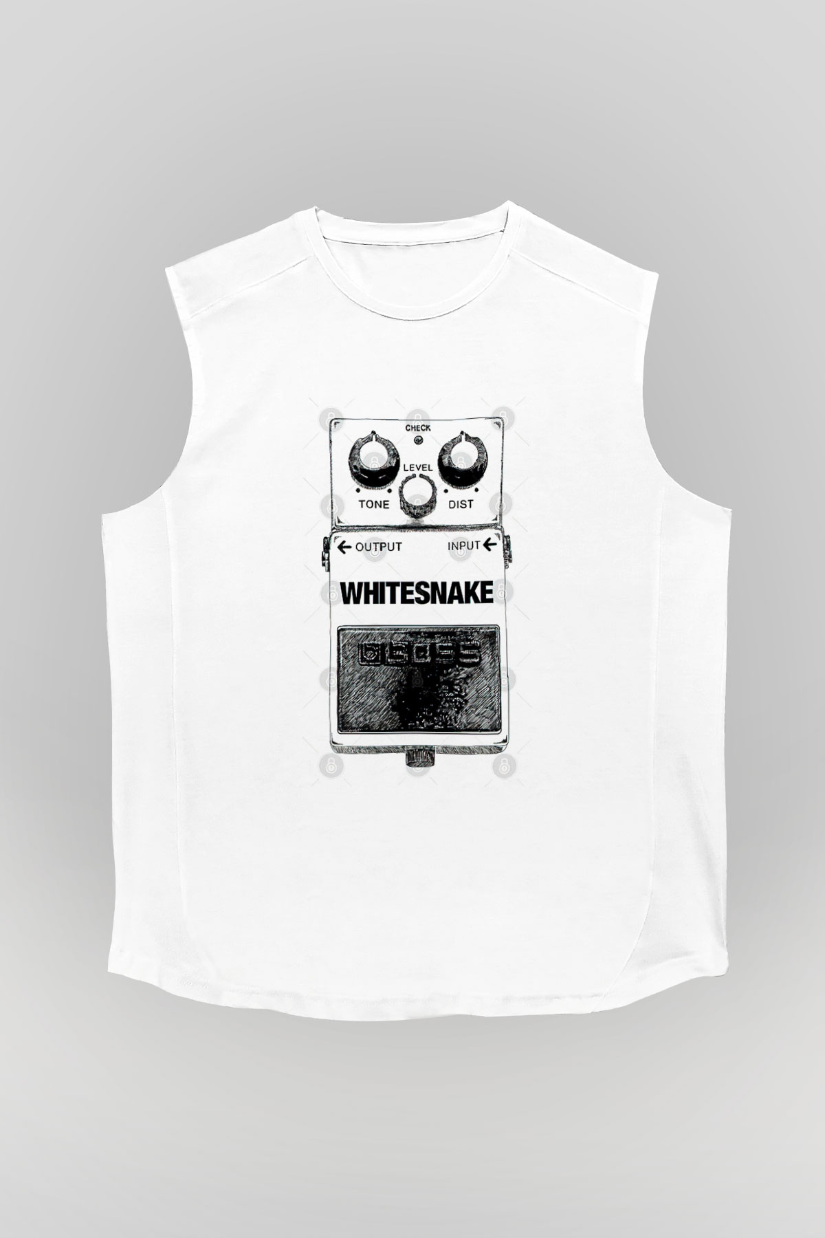 Whitesnake Baskılı Beyaz Unisex Kolsuz Tişört - Tshirt