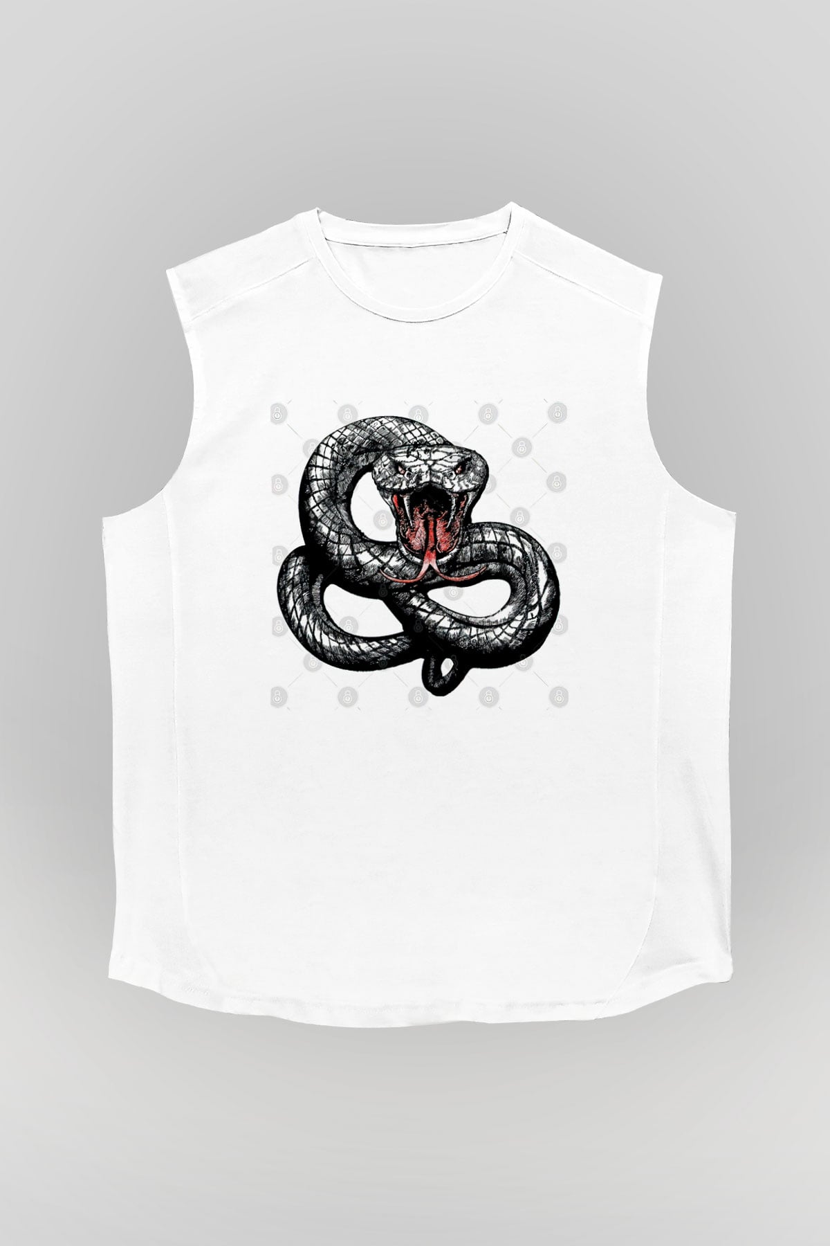 Whitesnake Baskılı Beyaz Unisex Kolsuz Tişört - Tshirt