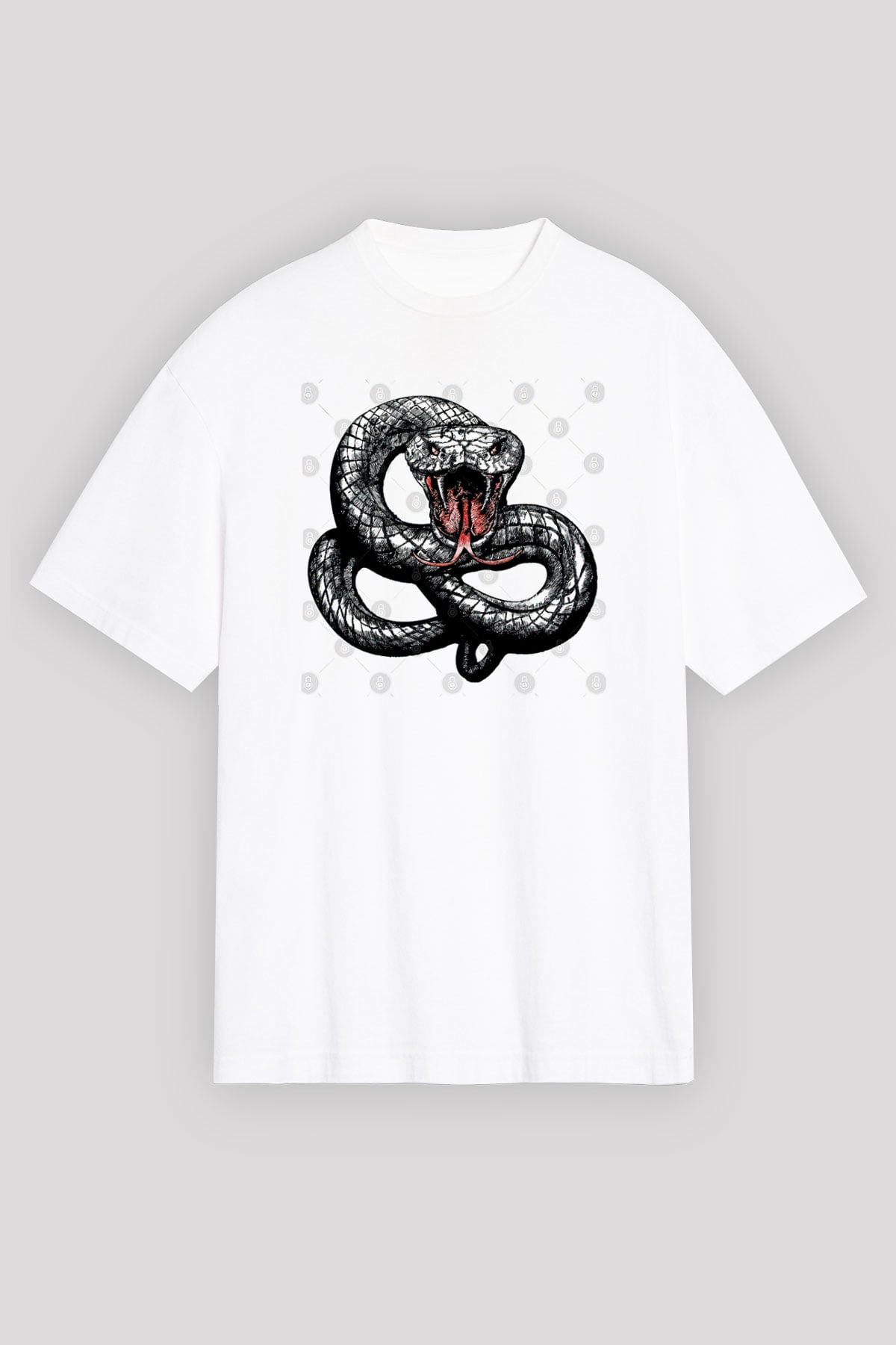 Whitesnake Baskılı Beyaz Unisex Oversize Tişört - Tshirt