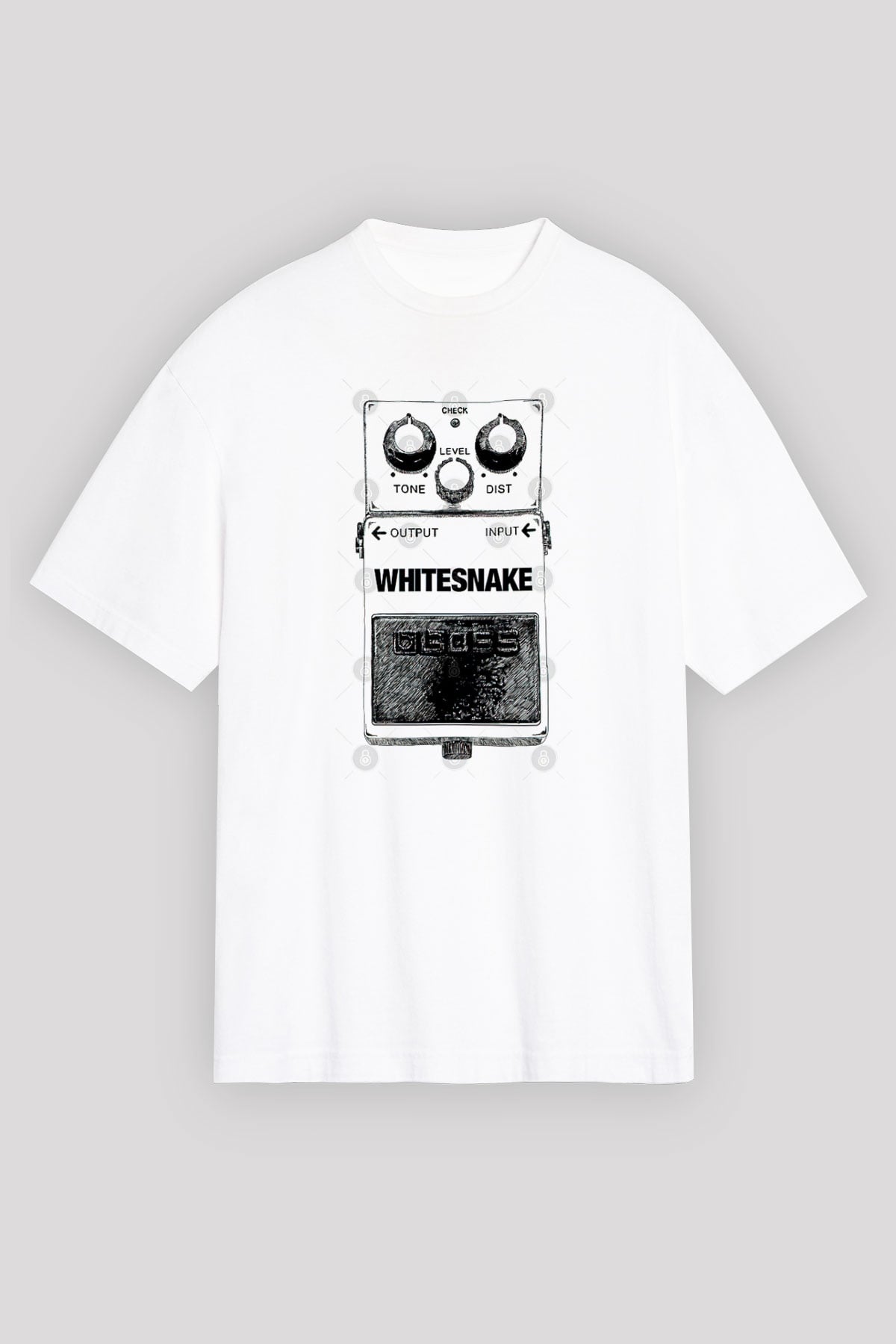 Whitesnake Baskılı Beyaz Unisex Oversize Tişört - Tshirt