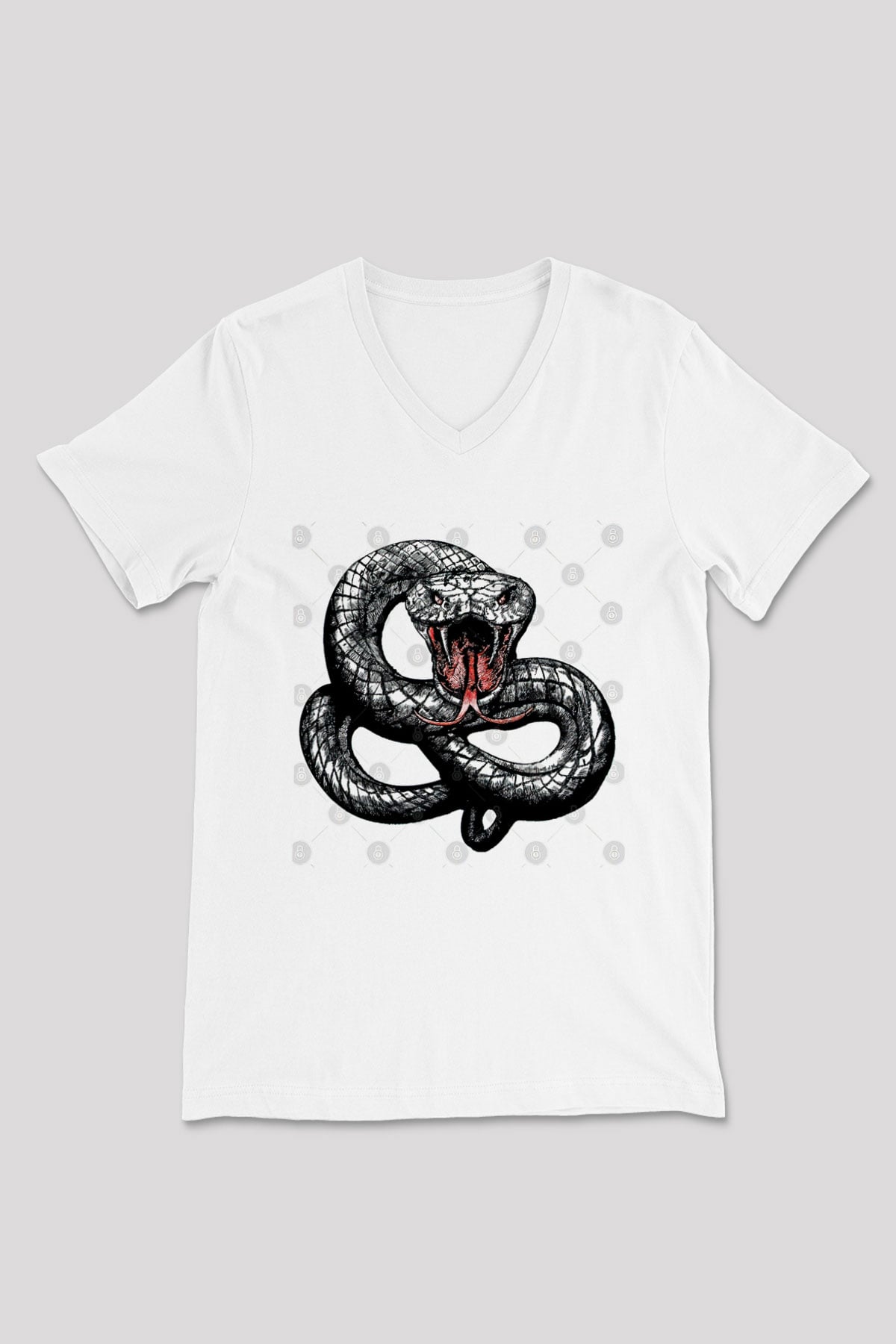 Whitesnake Baskılı Beyaz Unisex V Yaka Tişört - Tshirt