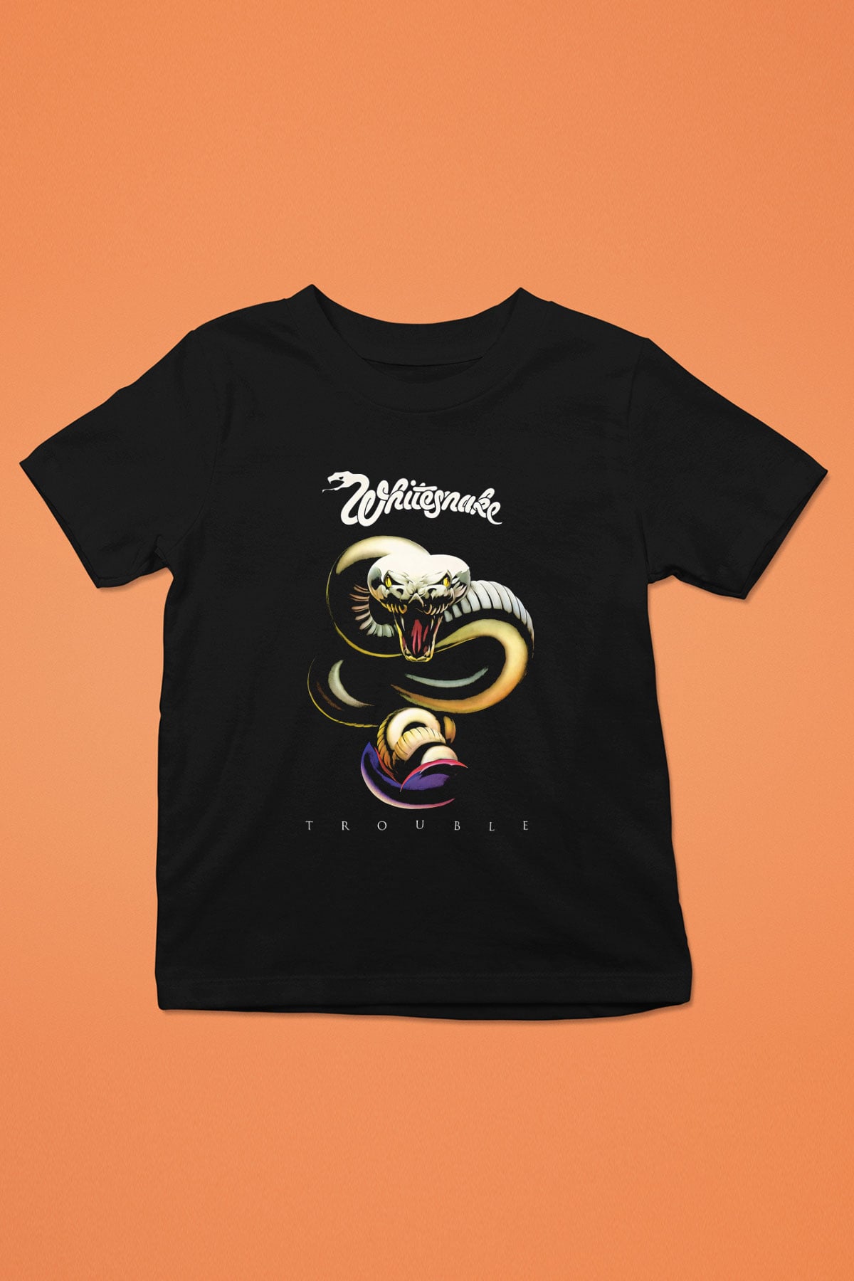 Whitesnake Baskılı Unisex Siyah Çocuk Tişört - Tshirt