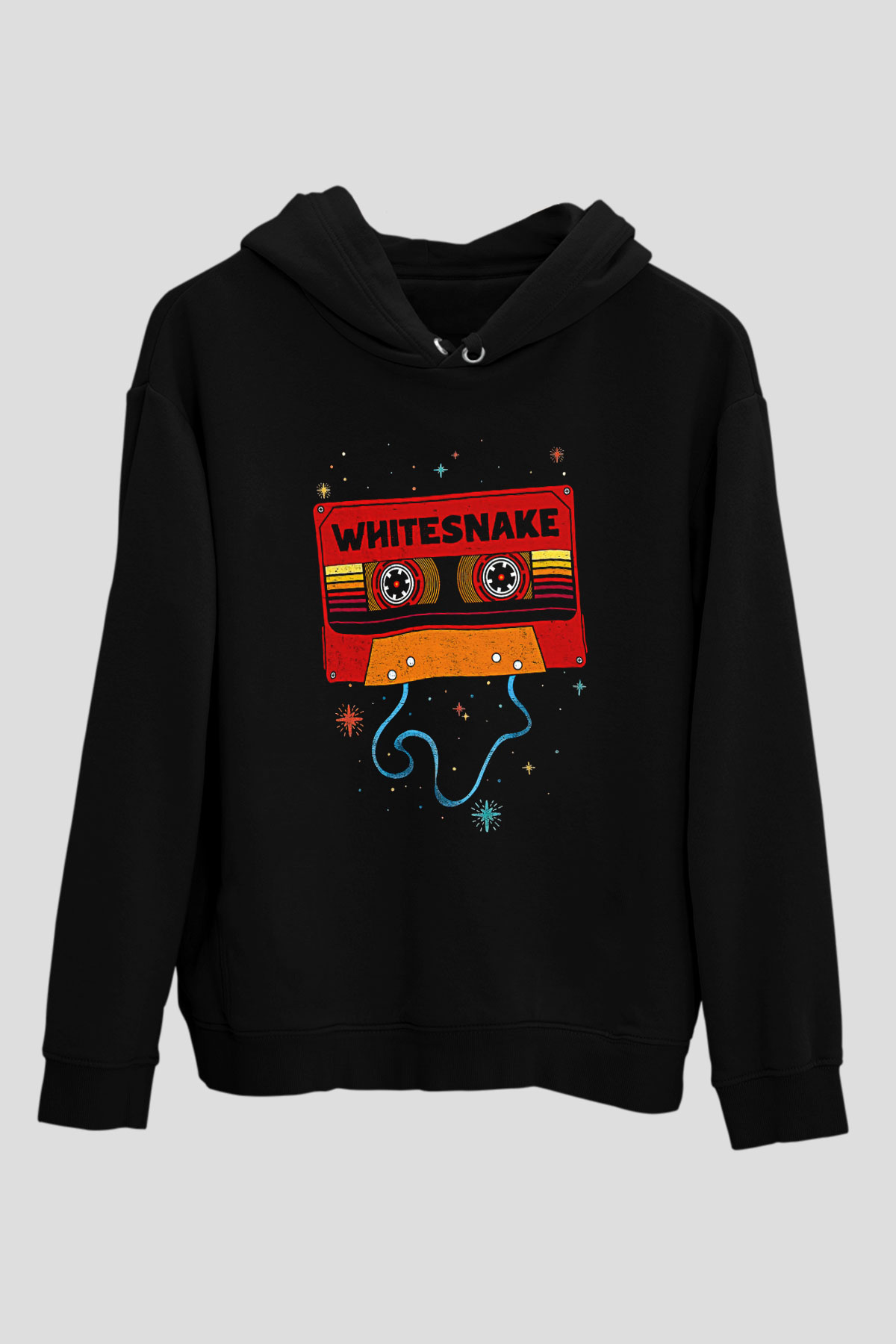 Whitesnake Baskılı Unisex Siyah Kapüşonlu Sweatshirt