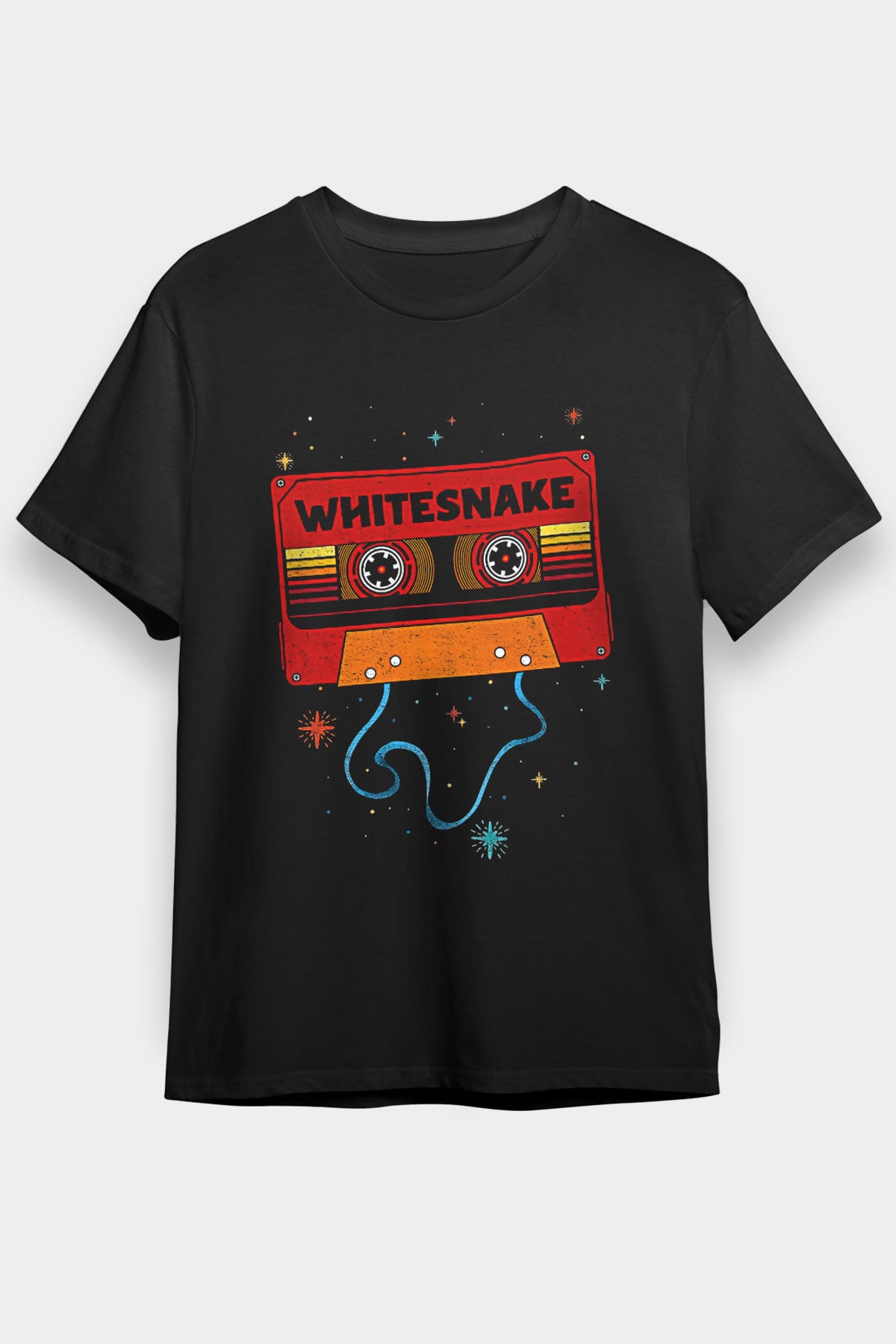 Whitesnake Baskılı Unisex Siyah Tişört - Tshirt