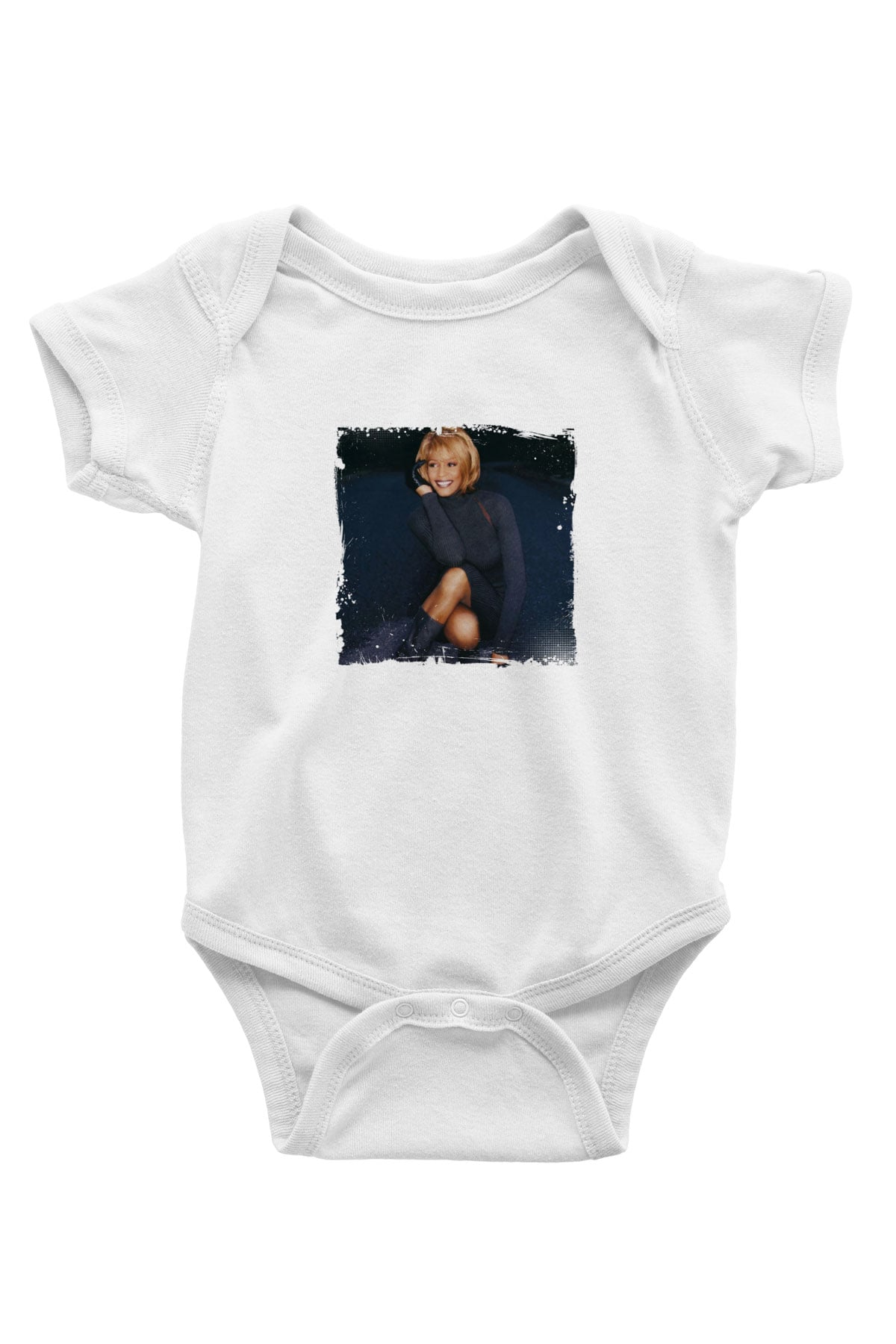 Whitney Houston Baskılı Unisex Beyaz Bebek Body - Zıbın