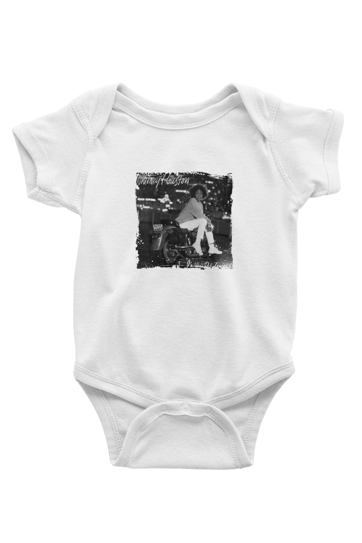 Whitney Houston Baskılı Unisex Beyaz Bebek Body - Zıbın