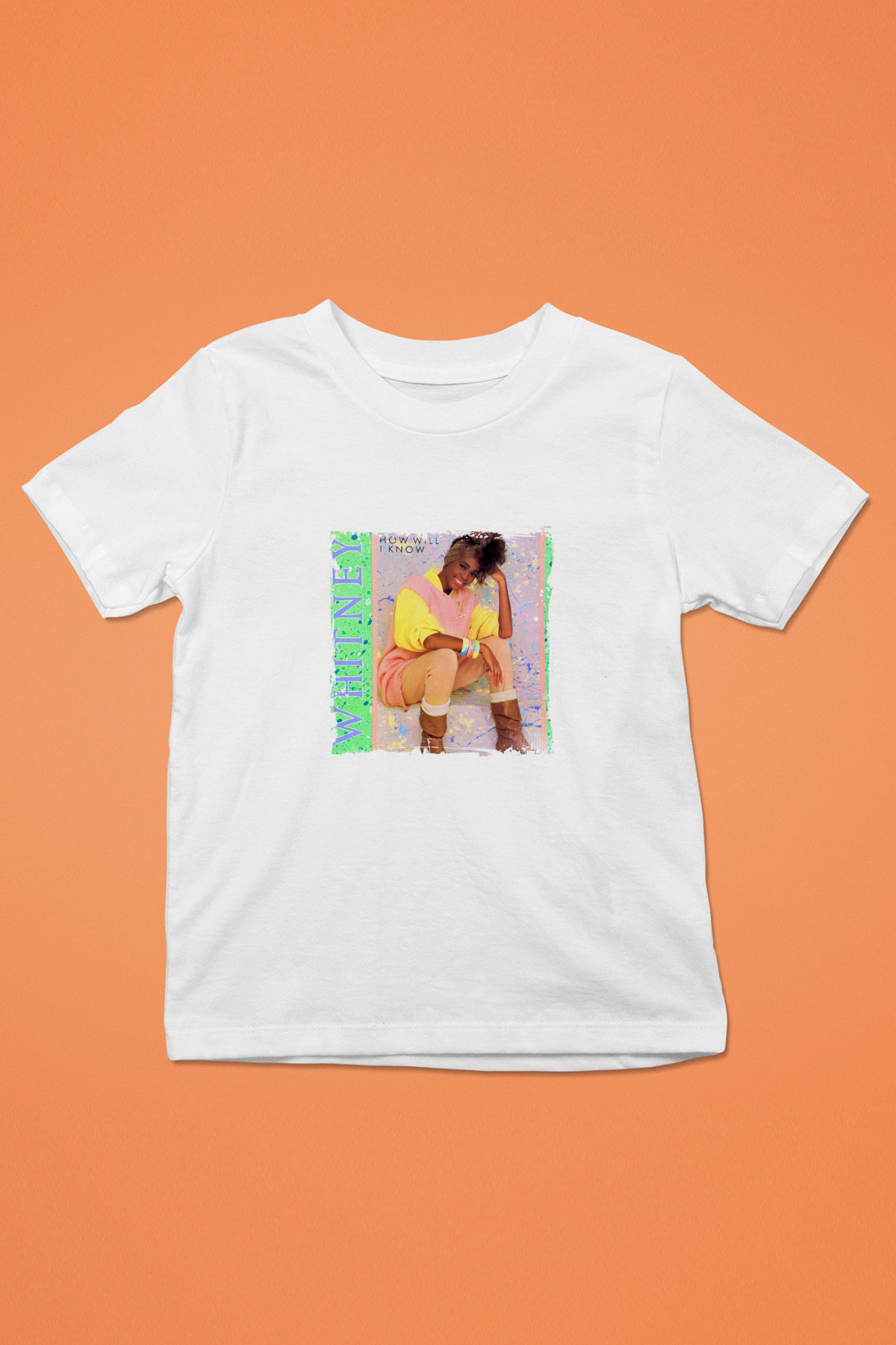 Whitney Houston Baskılı Unisex Beyaz Çocuk Tişört