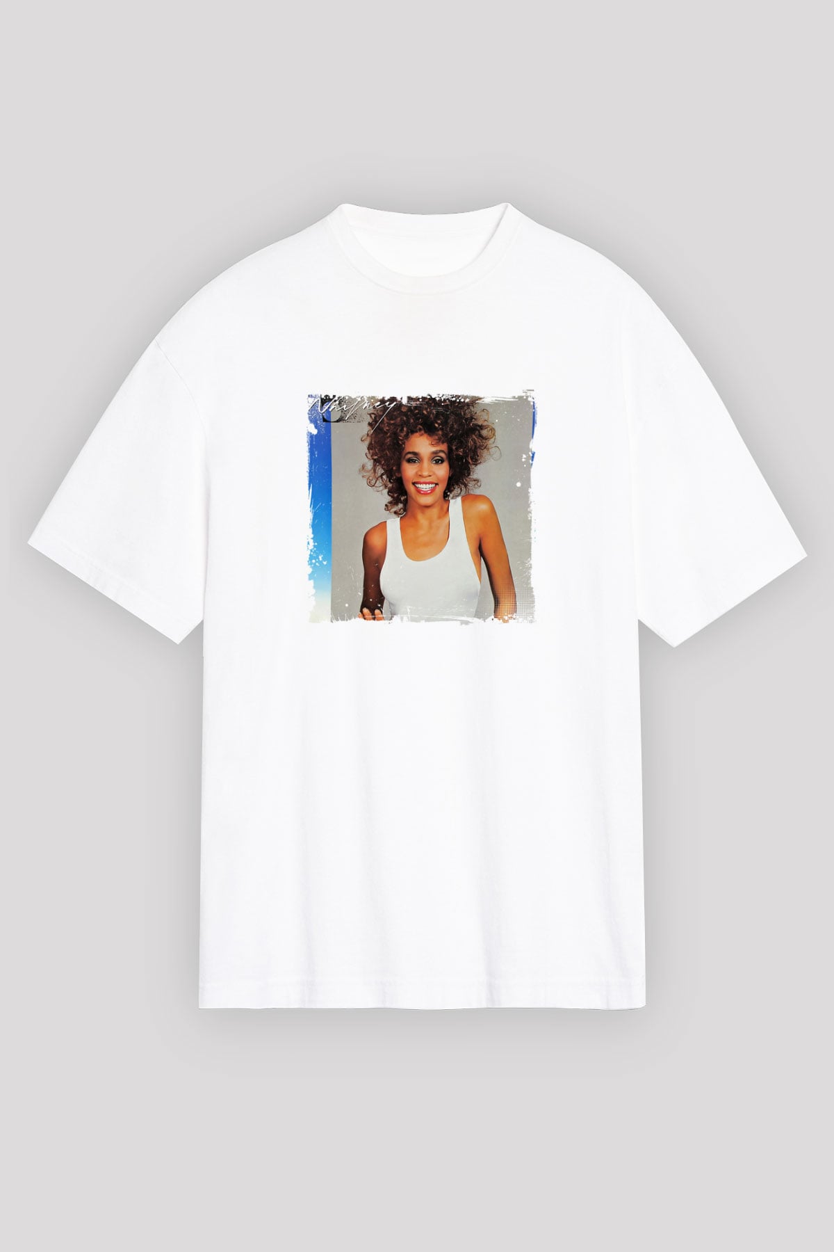 Whitney Houston Baskılı Unisex Beyaz Tişört