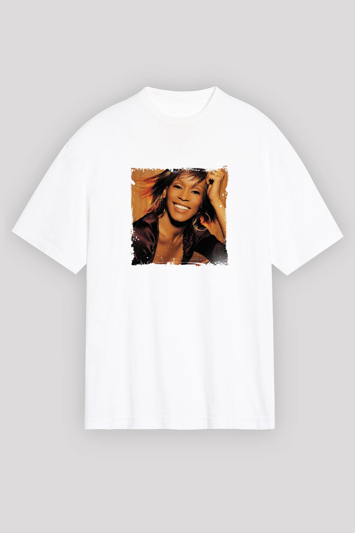 Whitney Houston Baskılı Unisex Beyaz Tişört