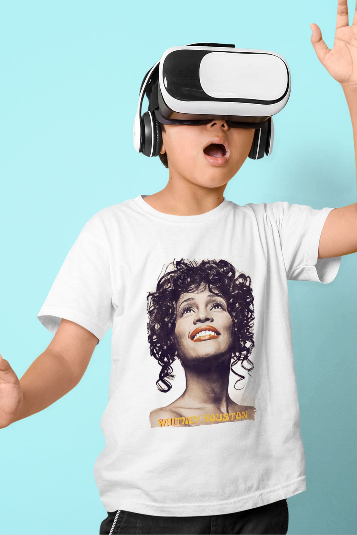 Whitney Houston Beyaz Unisex Çocuk Tişört
