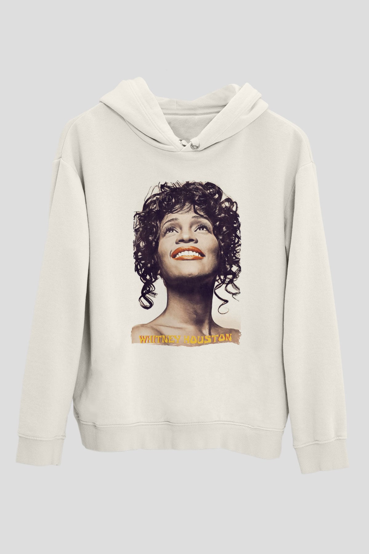 Whitney Houston Beyaz Unisex Kapüşonlu Sweatshirt
