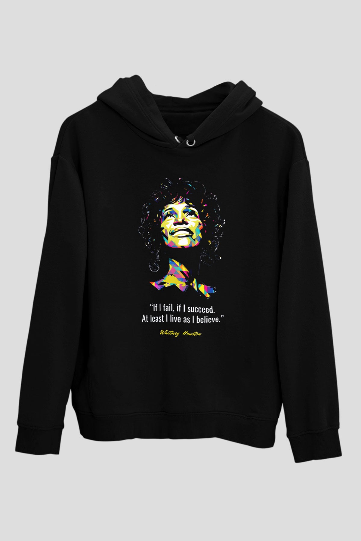 Whitney Houston Siyah Unisex Kapüşonlu Sweatshirt