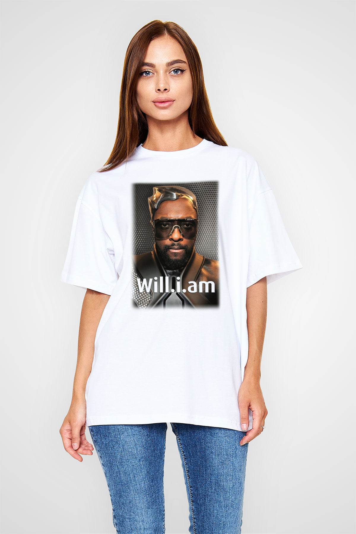 Will.I.Am Beyaz Unisex Oversize Tişört T-Shirt