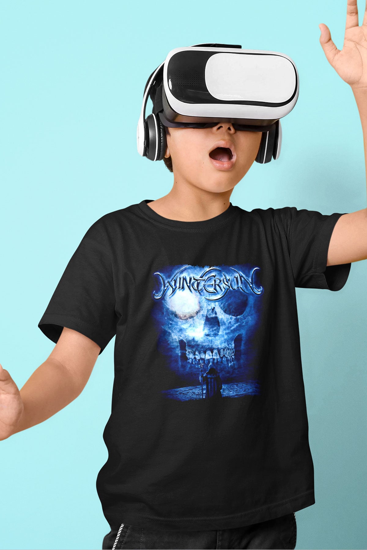 Wintersun Baskılı Unisex Siyah Çocuk Tişört - Tshirt