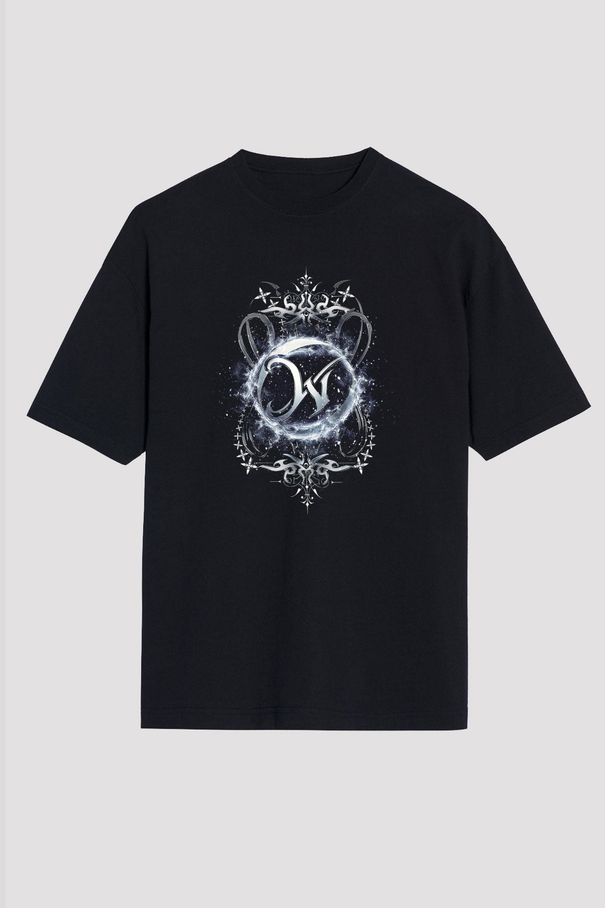 Wintersun Baskılı Unisex Siyah Oversize Tişört - Tshirt