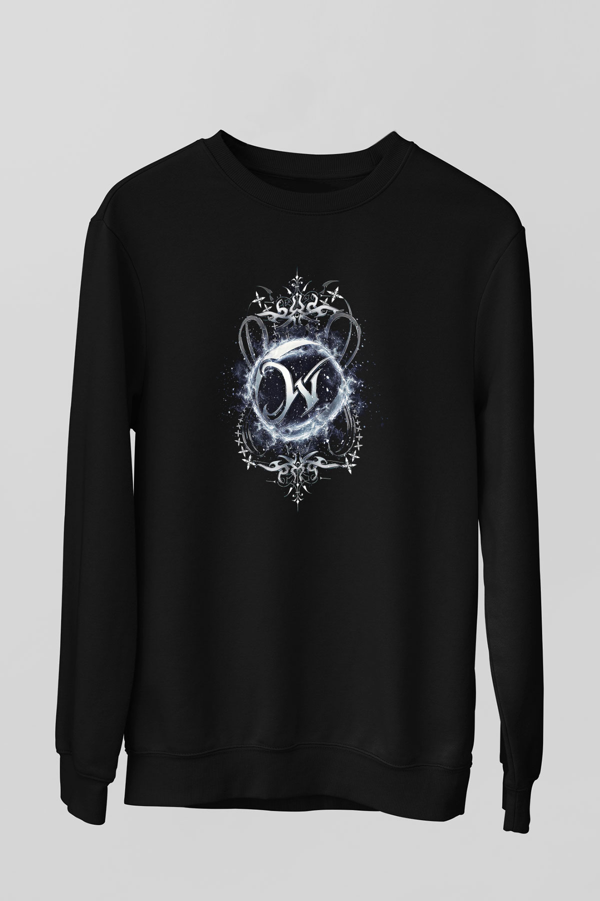 Wintersun Baskılı Unisex Siyah Sweatshirt