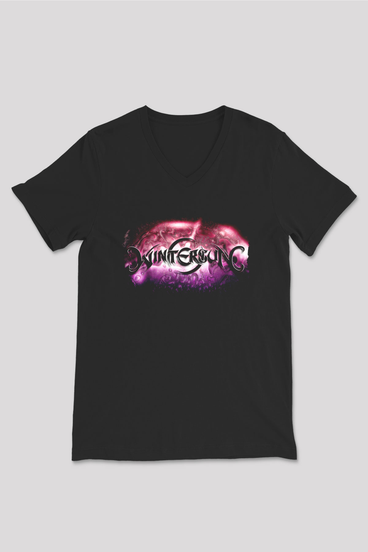Wintersun Baskılı Unisex Siyah V Yaka Tişört - Tshirt