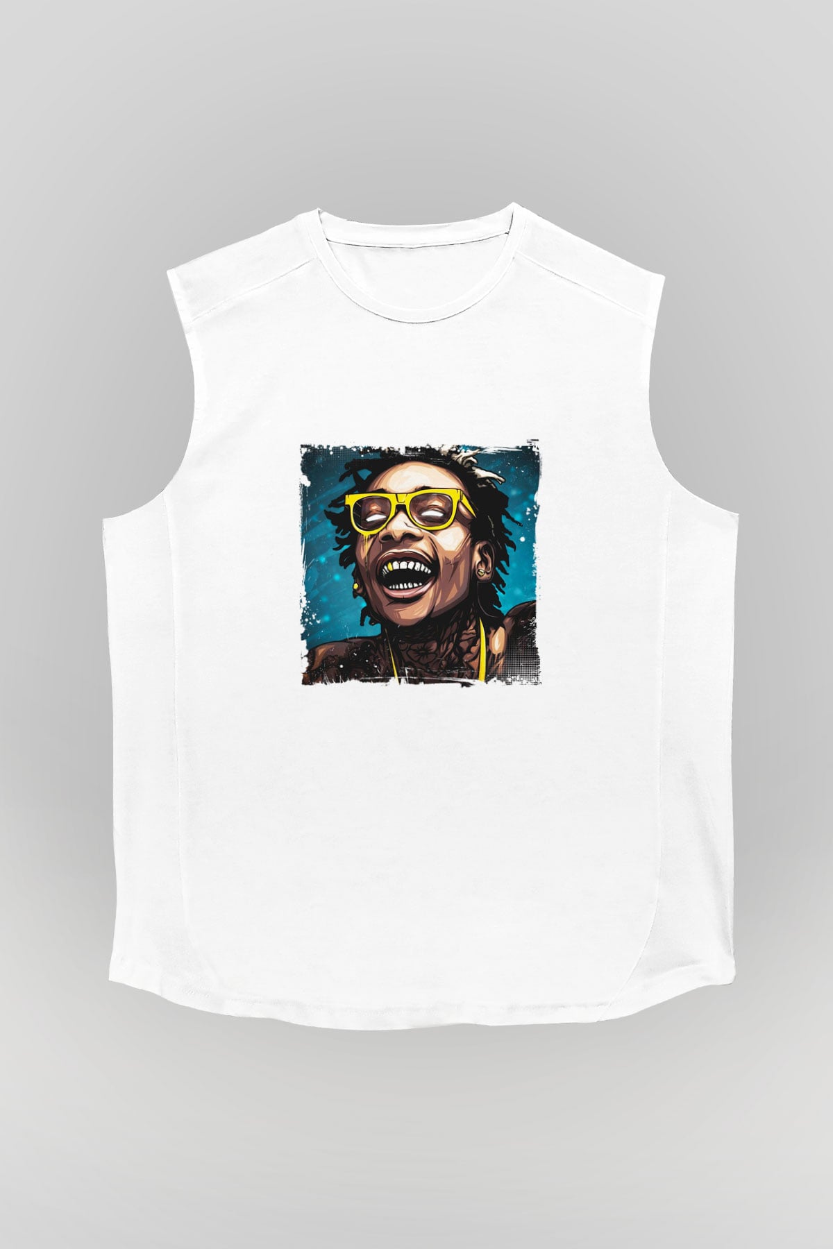 Wiz Khalifa Baskılı Unisex Beyaz Kolsuz Tişört