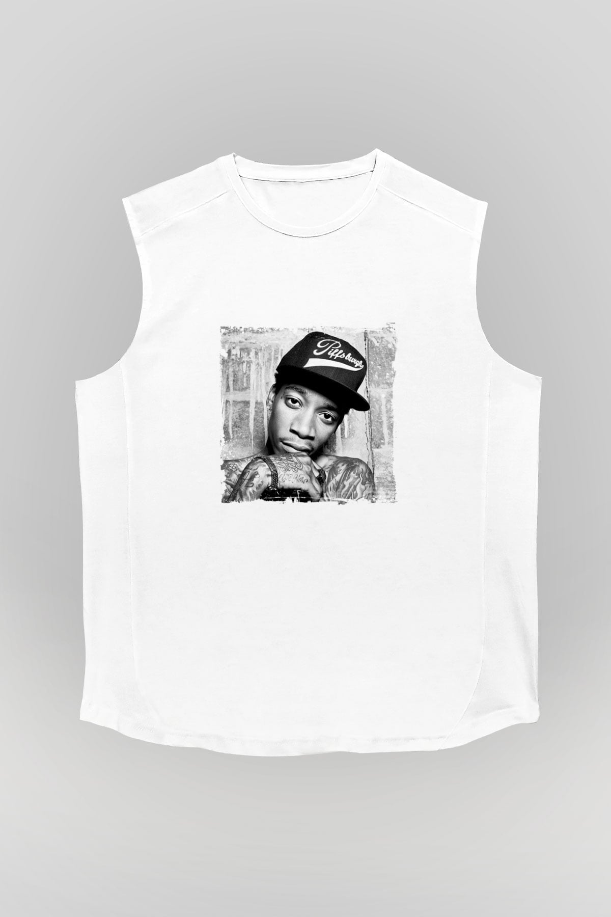 Wiz Khalifa Baskılı Unisex Beyaz Kolsuz Tişört