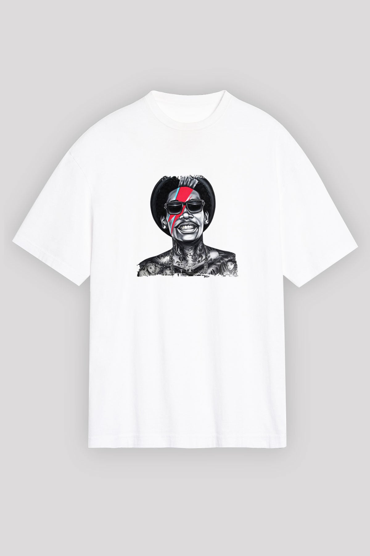 Wiz Khalifa Baskılı Unisex Beyaz Tişört