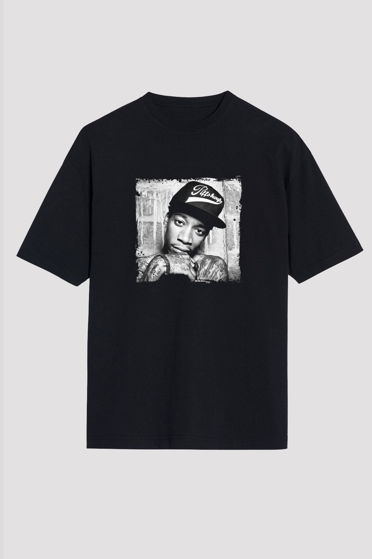 Wiz Khalifa Baskılı Unisex Oversize Siyah Tişört