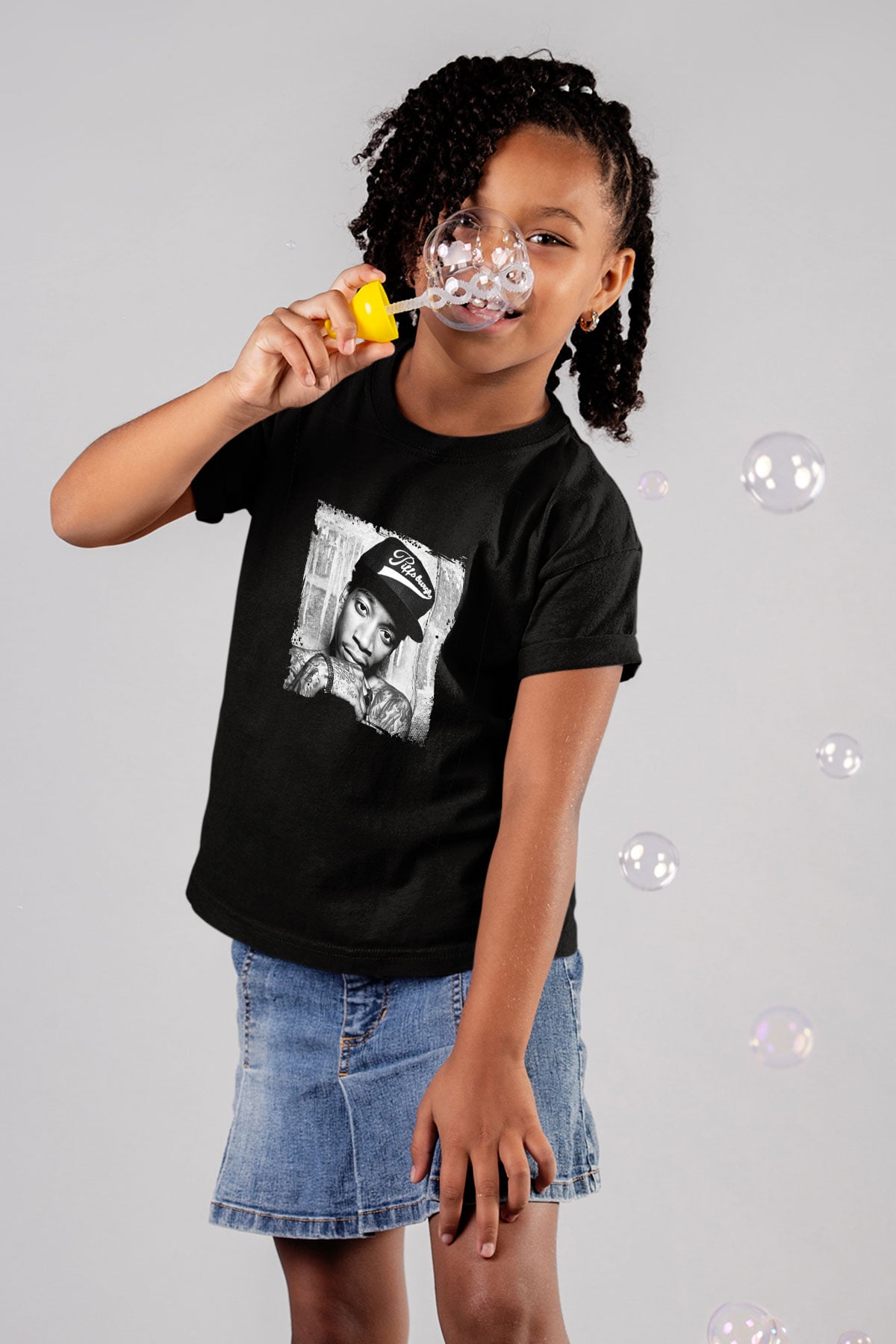 Wiz Khalifa Baskılı Unisex Siyah Çocuk Tişört