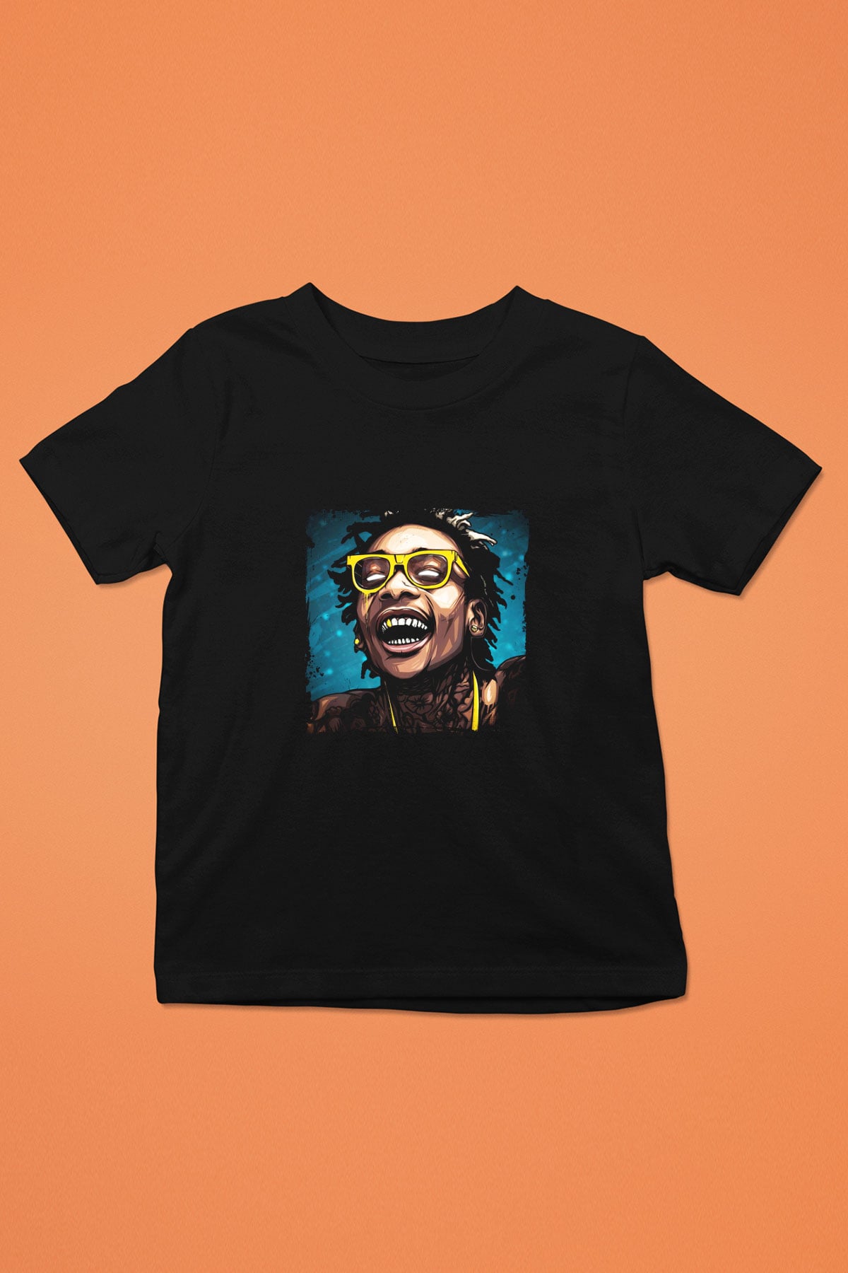 Wiz Khalifa Baskılı Unisex Siyah Çocuk Tişört