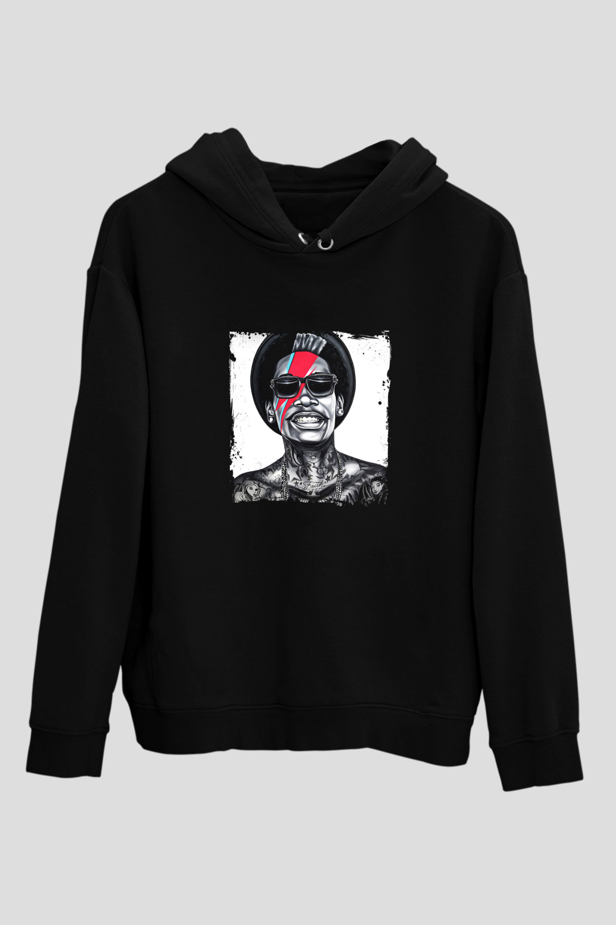 Wiz Khalifa Baskılı Unisex Siyah Hoodie