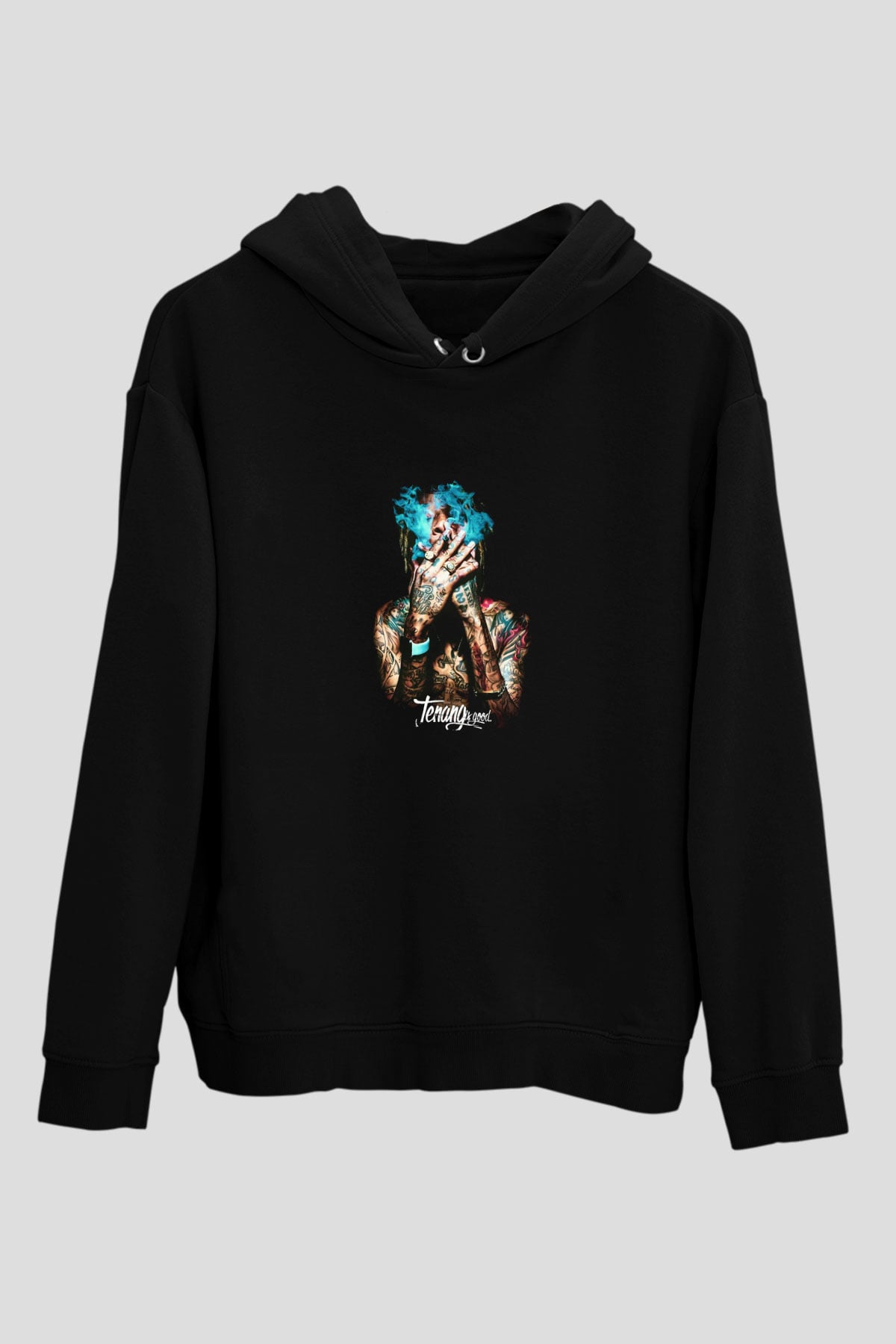 Wiz Khalifa Baskılı Unisex Siyah Hoodie