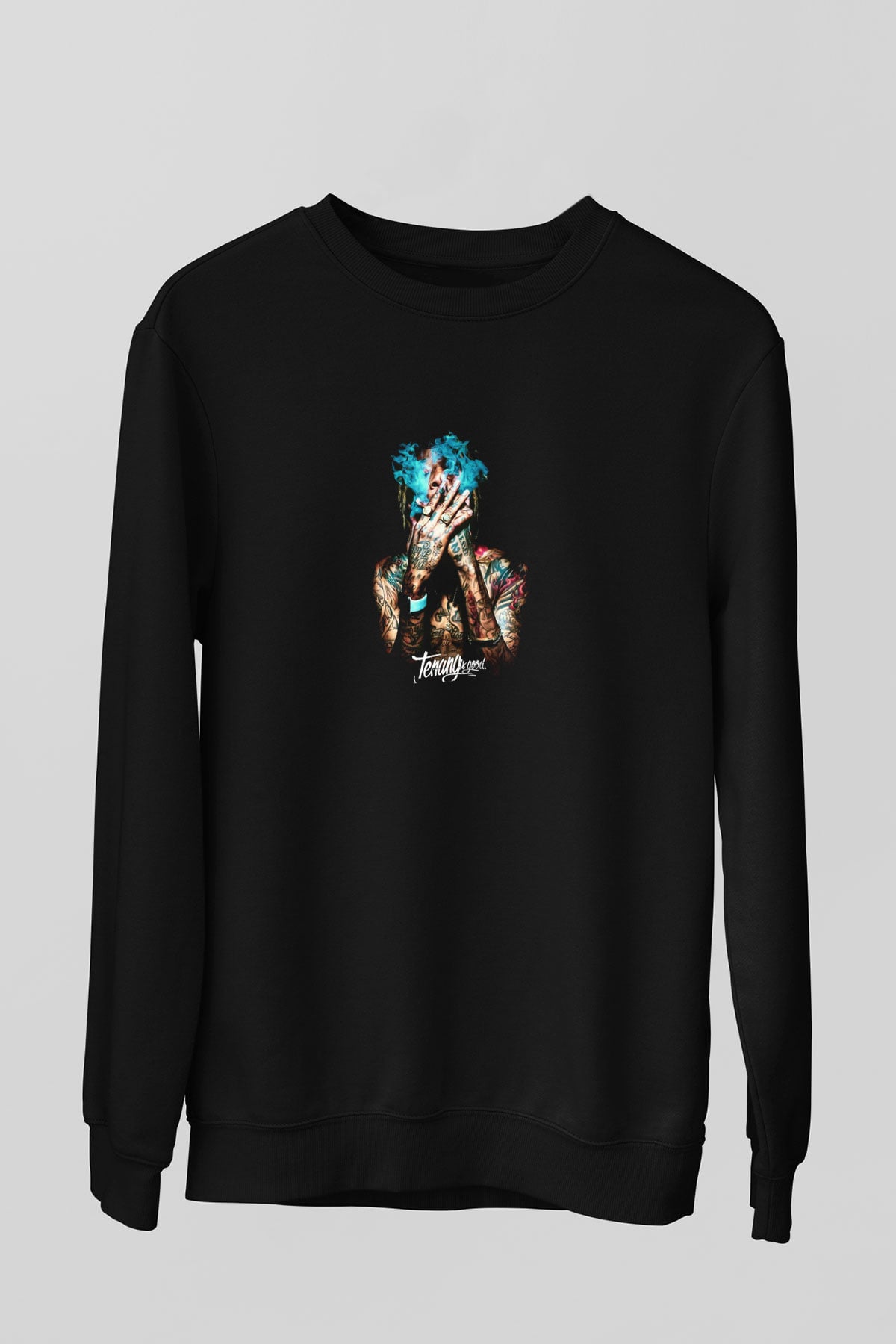 Wiz Khalifa Baskılı Unisex Siyah Sweatshirt