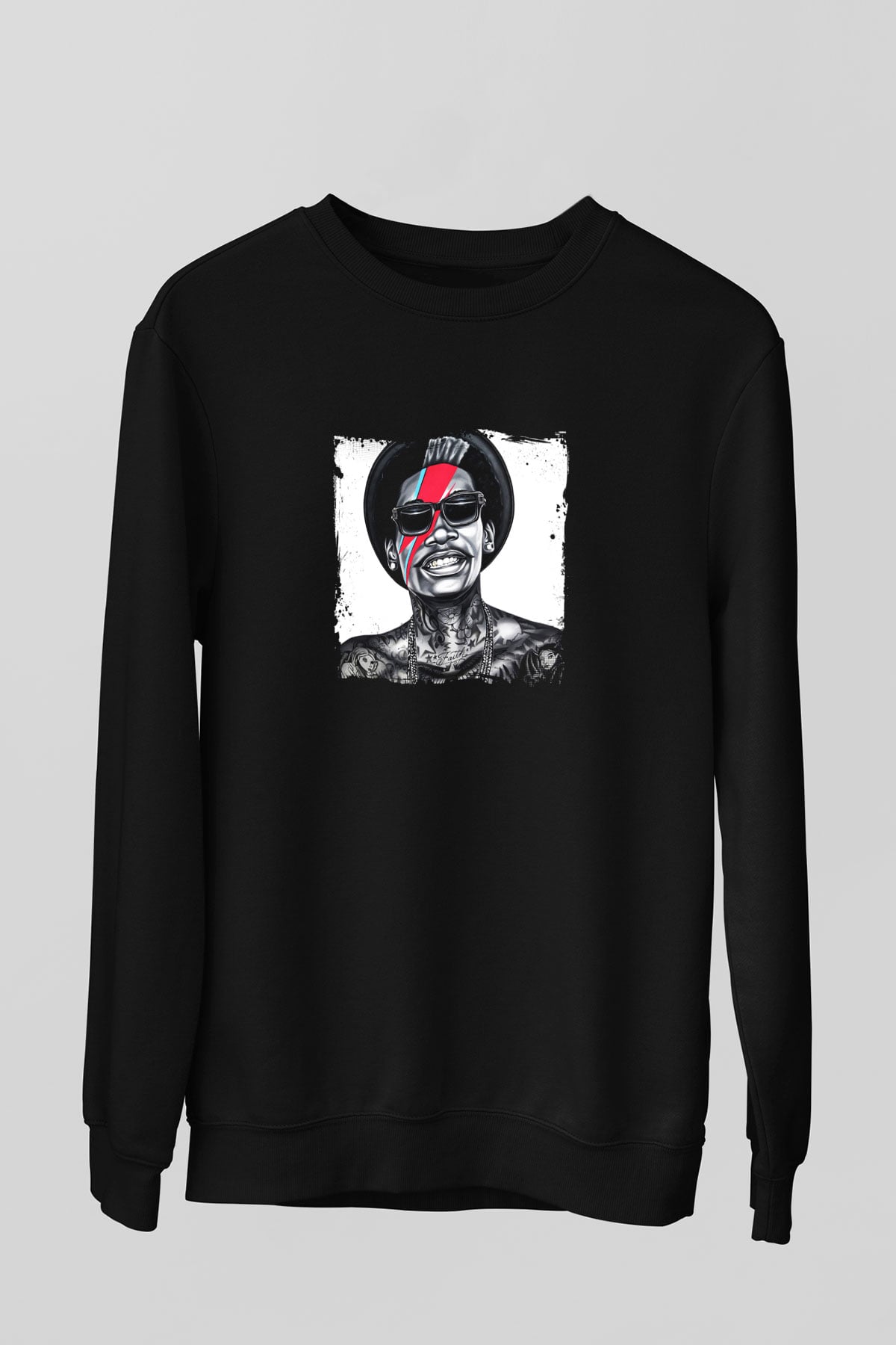 Wiz Khalifa Baskılı Unisex Siyah Sweatshirt