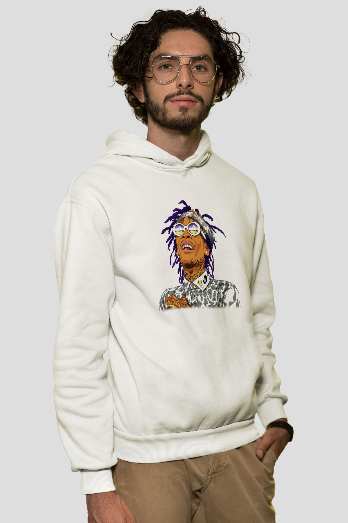 Wiz Khalifa Beyaz Unisex Kapşonlu Sweatshirt