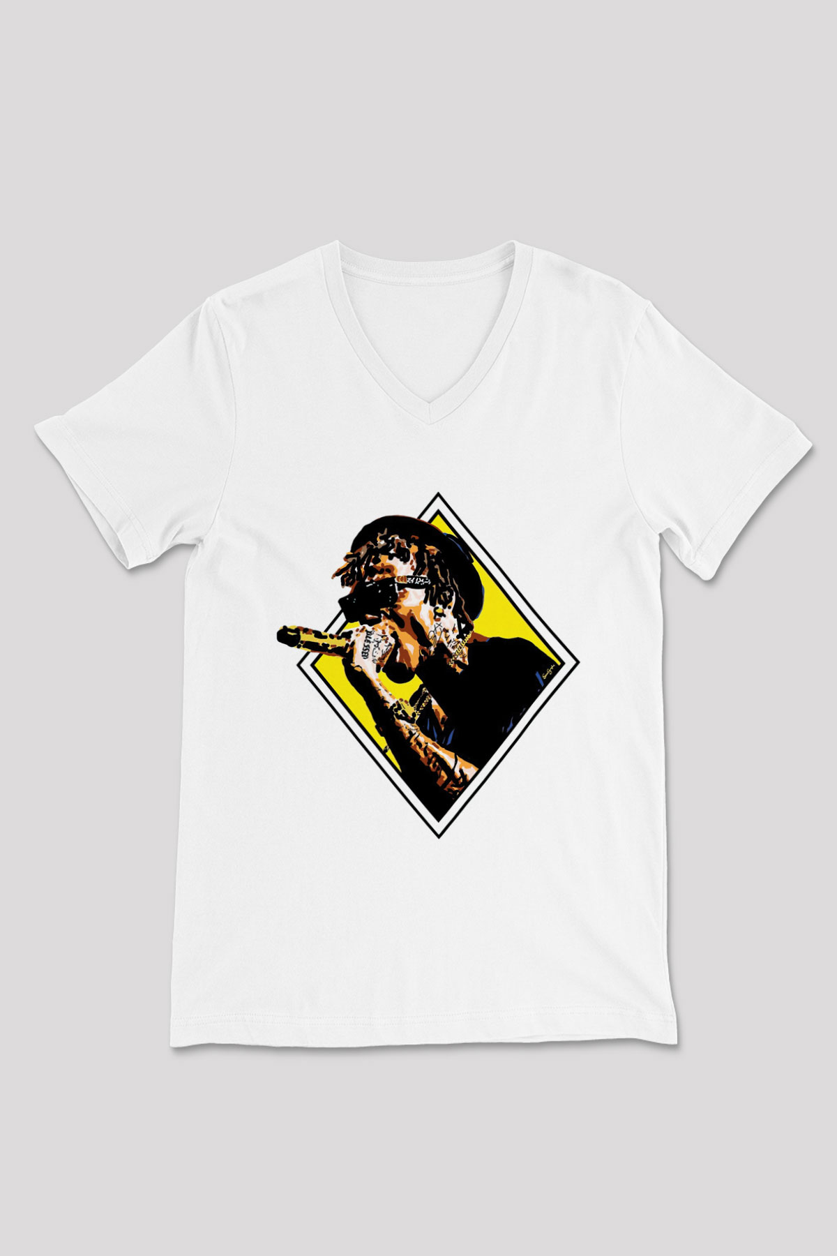 Wiz Khalifa Beyaz Unisex V Yaka Tişört
