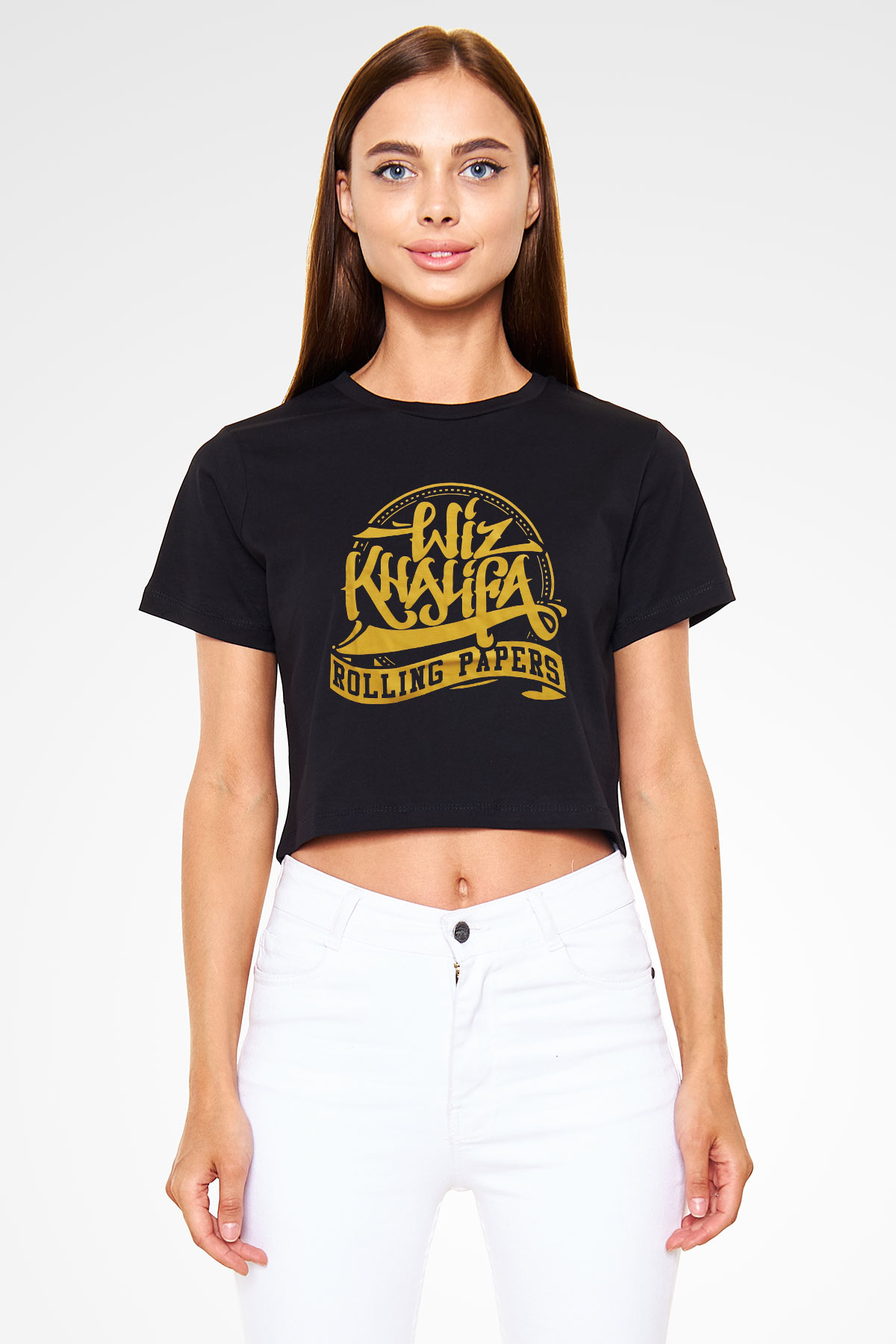 Wiz Khalifa Siyah Crop Top Tişört