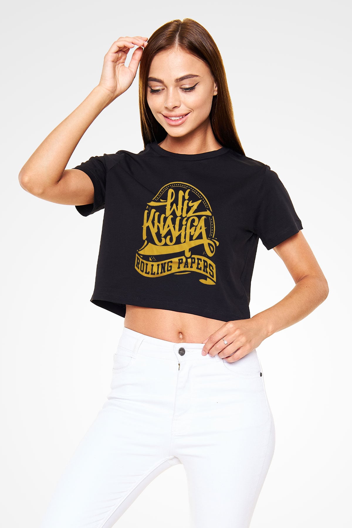 Wiz Khalifa Siyah Crop Top Tişört