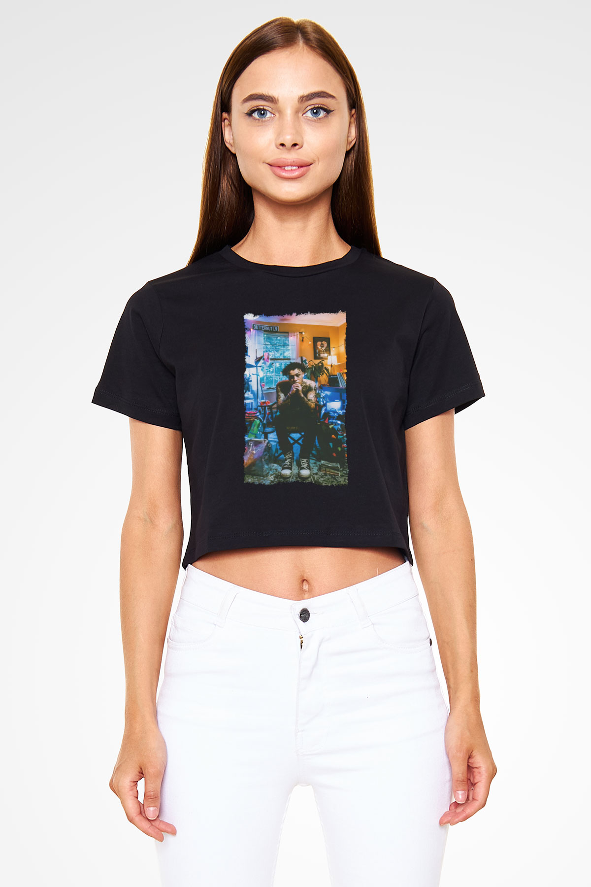 Wiz Khalifa Siyah  Crop Top Tişört