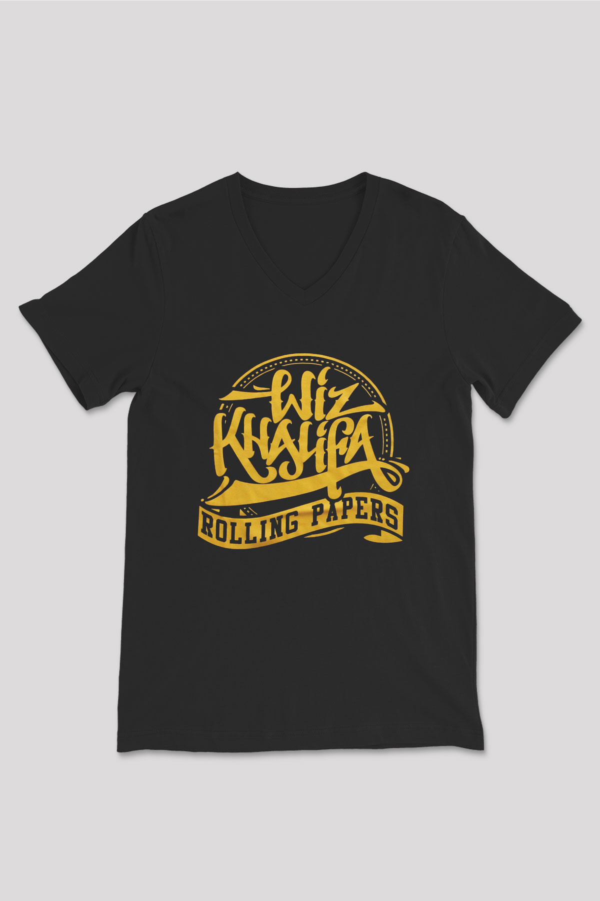 Wiz Khalifa Siyah Unisex V Yaka Tişört T-Shirt