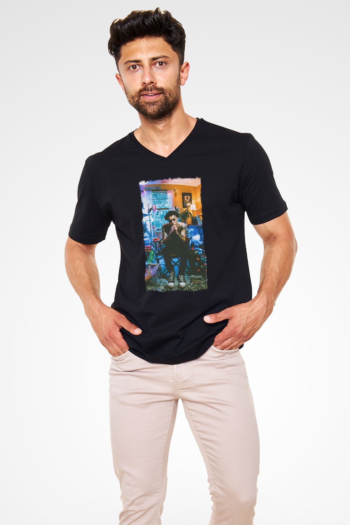 Wiz Khalifa Siyah Unisex V Yaka Tişört