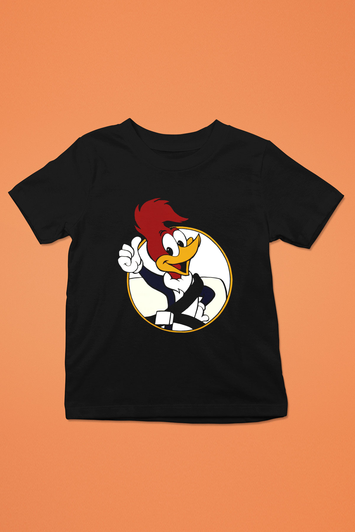 Woody Woodpecker Baskılı Siyah Unisex Çocuk Tişört