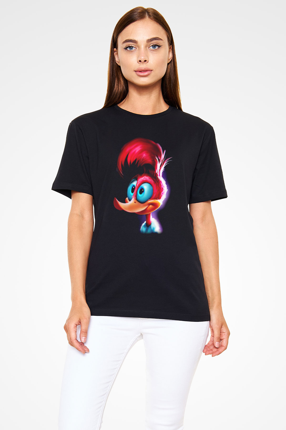 Woody Woodpecker Siyah Unisex Tişört