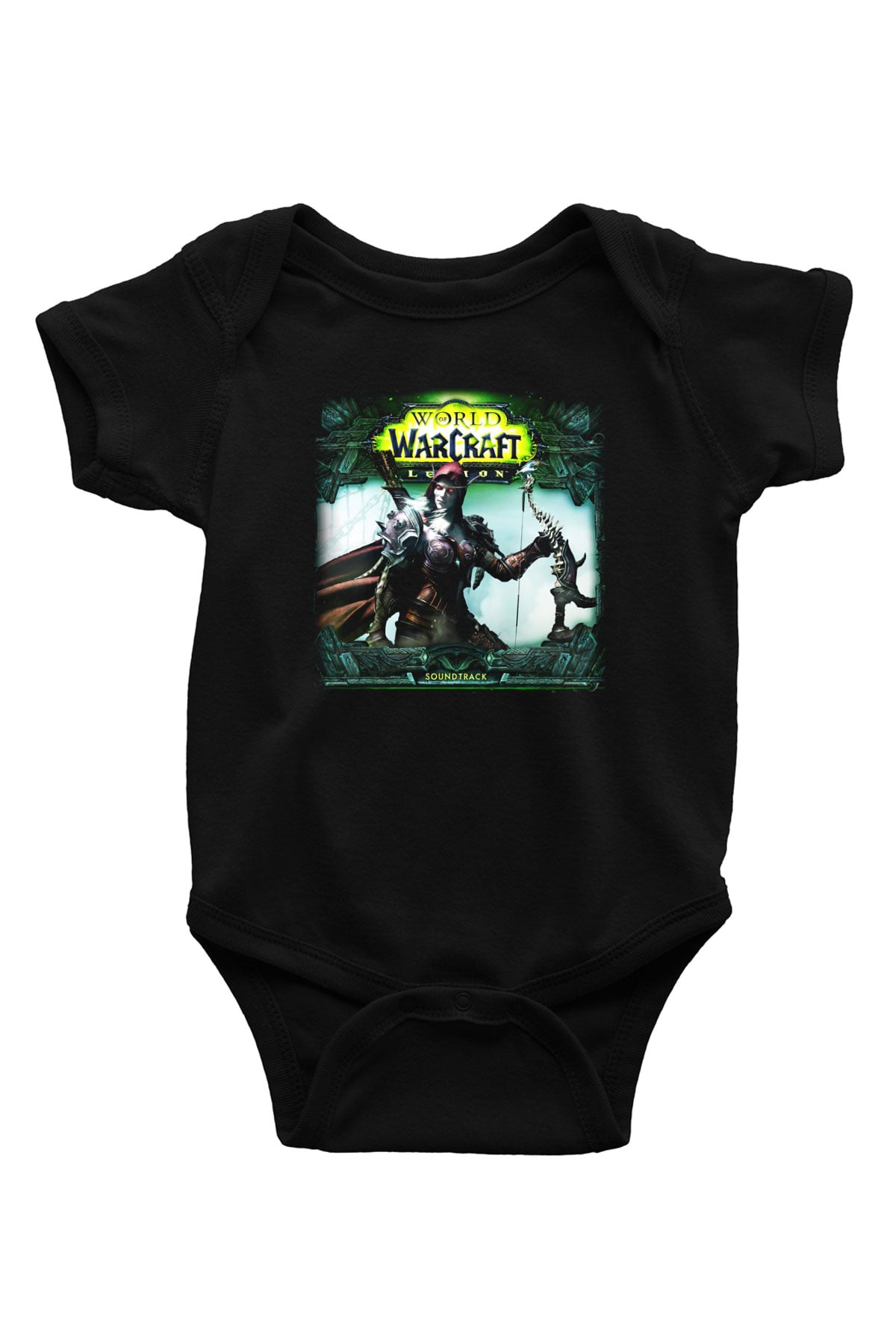 World of Warcraft Baskılı Siyah Bebek Body - Zıbın