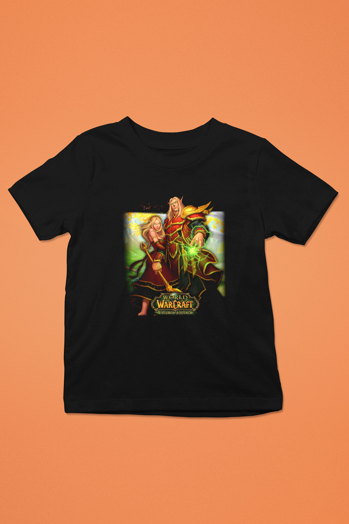 World of Warcraft Baskılı Siyah Unisex Çocuk Tişört
