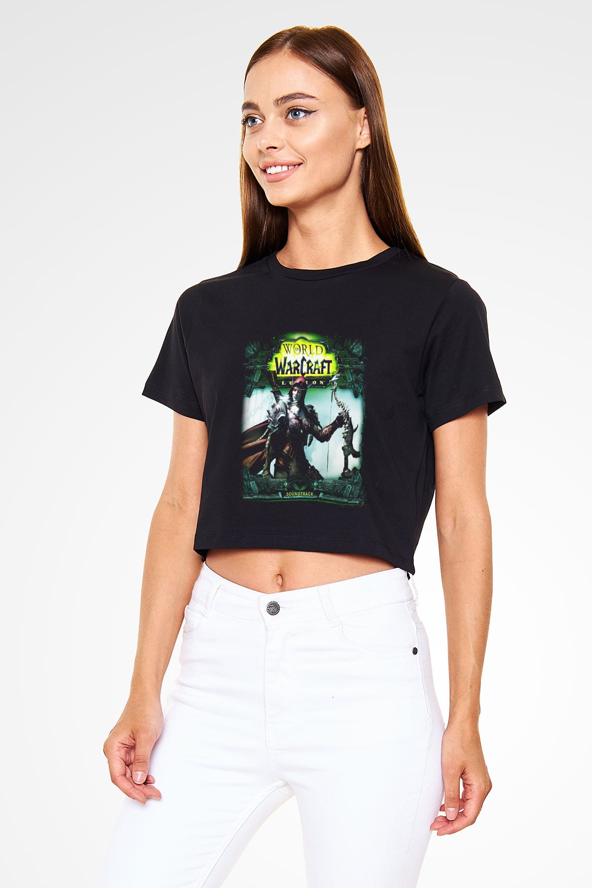 World of Warcraft Siyah Crop Top Tişört