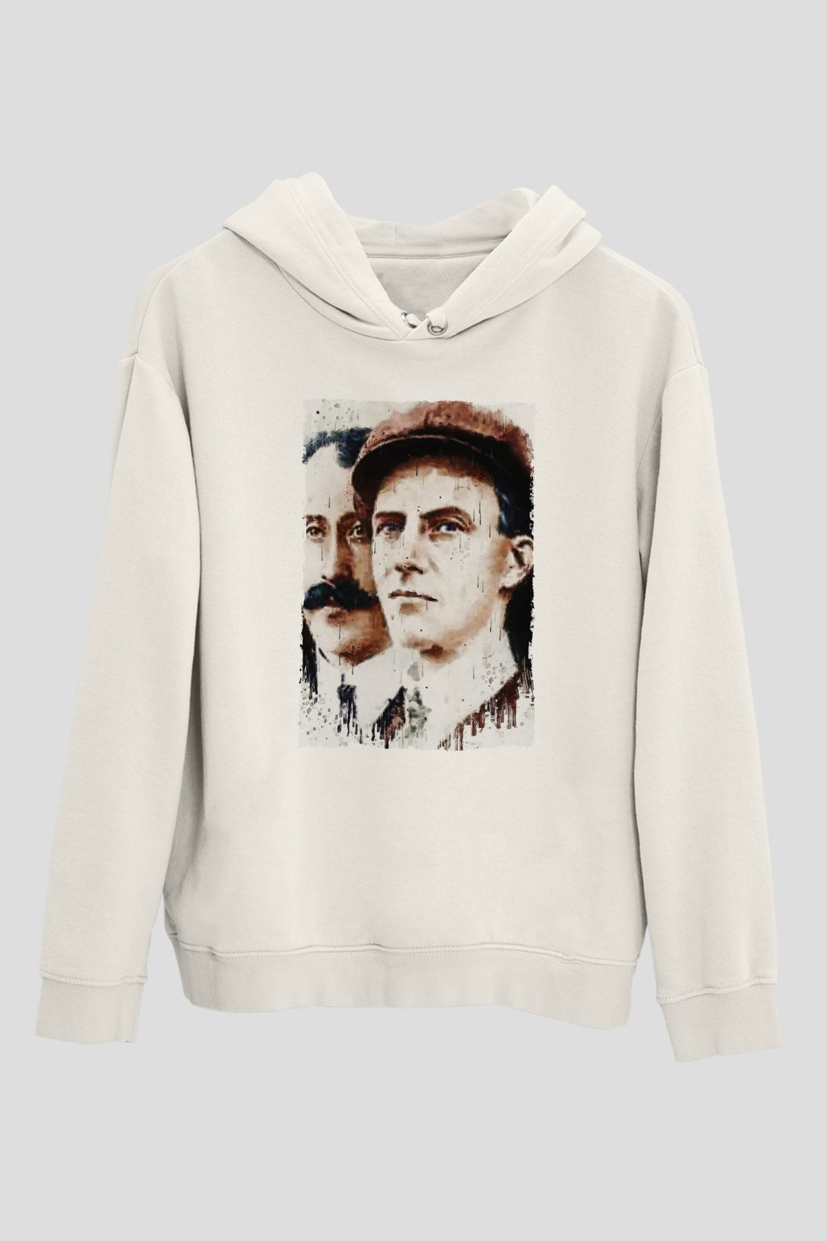 Wright Kardeşler Baskılı Unisex Ekru Hoodie
