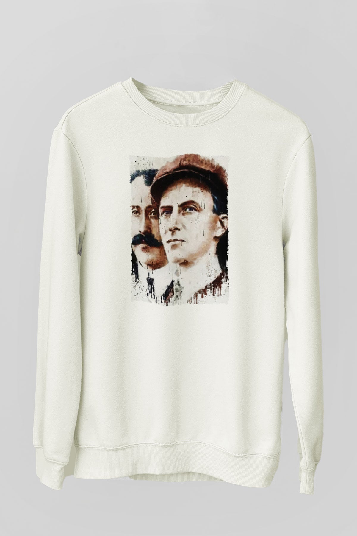 Wright Kardeşler Baskılı Unisex Ekru Sweatshirt